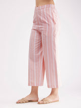 Wide Leg Cotton Pants - Pink