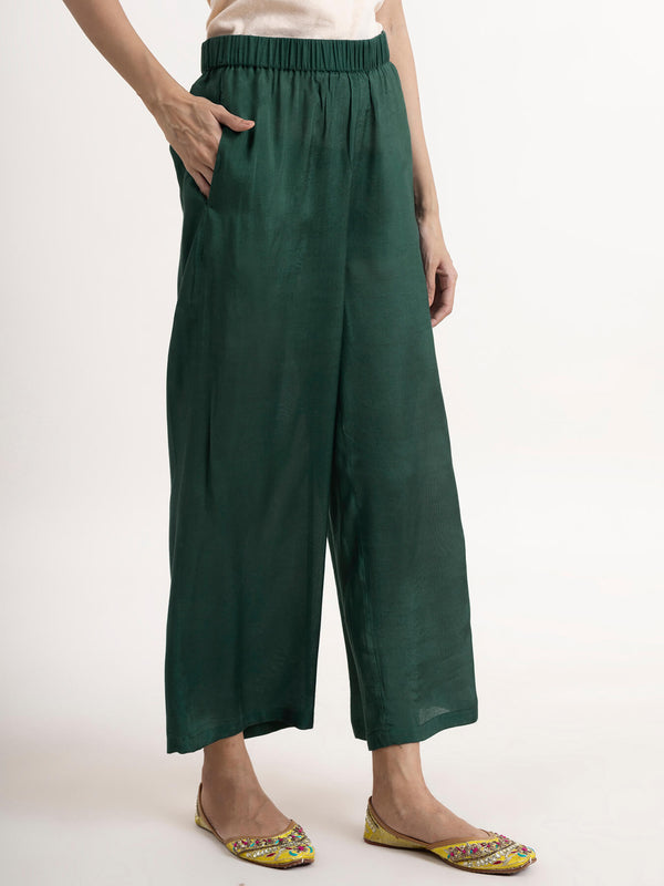 Shantoon Solid Ankle length Trouser pants - Green