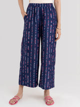 Relaxed fit Chanderi Pants - Navy Blue