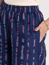 Relaxed fit Chanderi Pants - Navy Blue