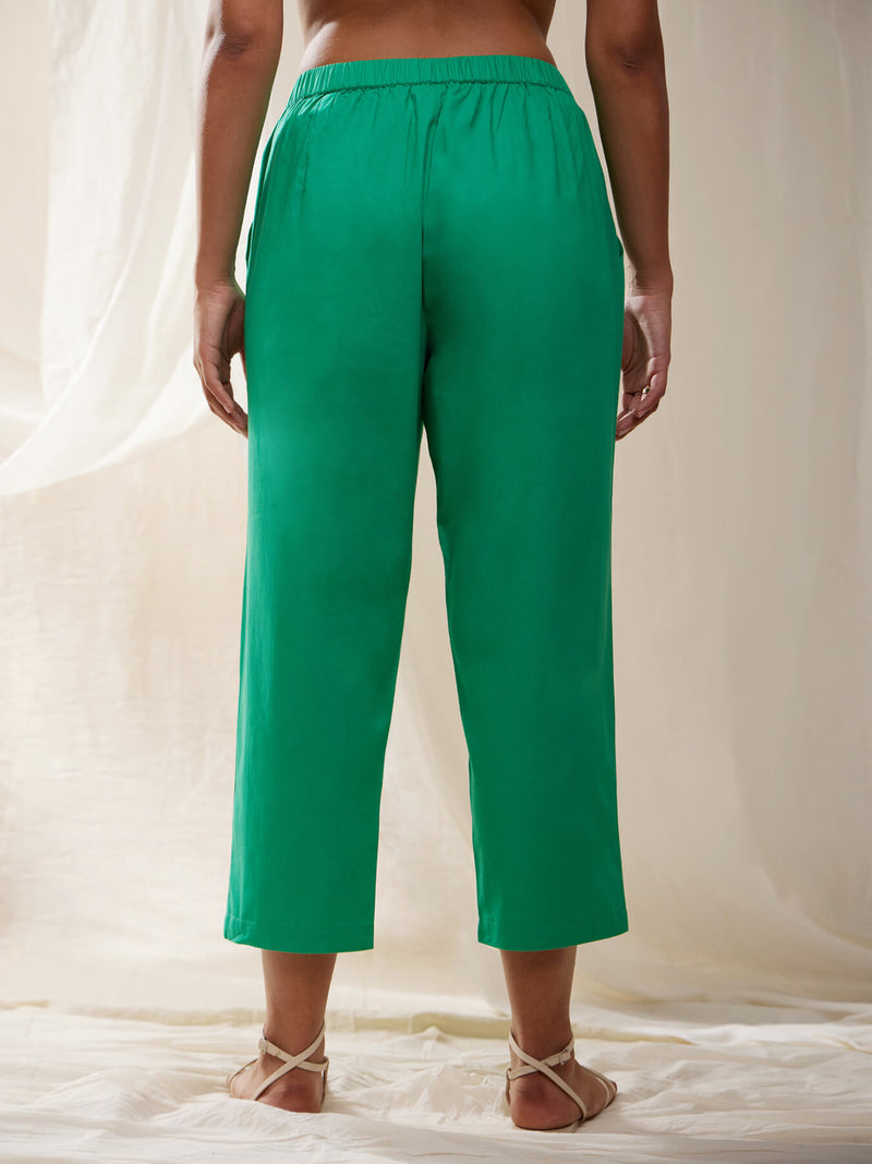 Cotton Elasticated Trousers - Green