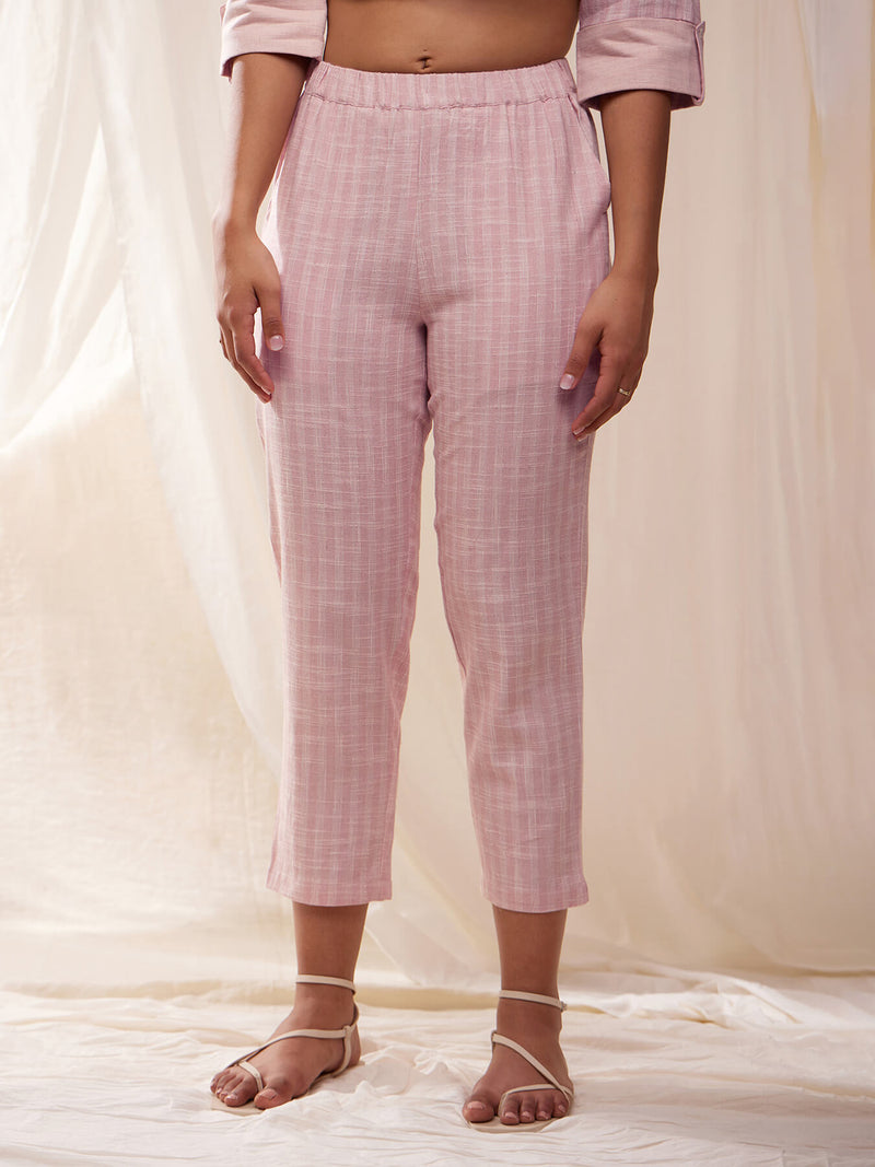 Cotton Tapered Trousers - Pink