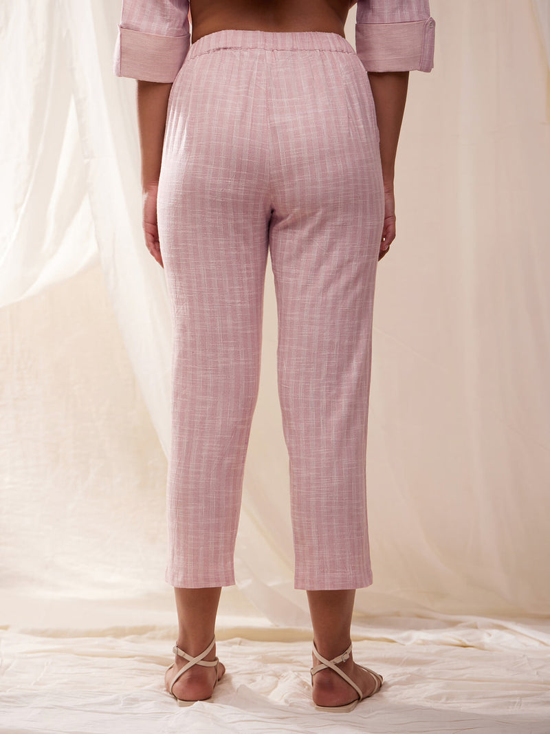 Cotton Tapered Trousers - Pink