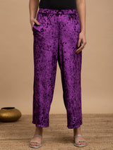 Velvet Ankle length Pants - Purple