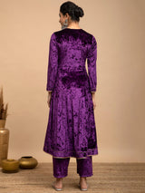 Velvet Ankle length Pants - Purple