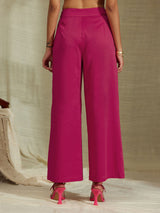 Satin Wide-leg Trousers - Pink