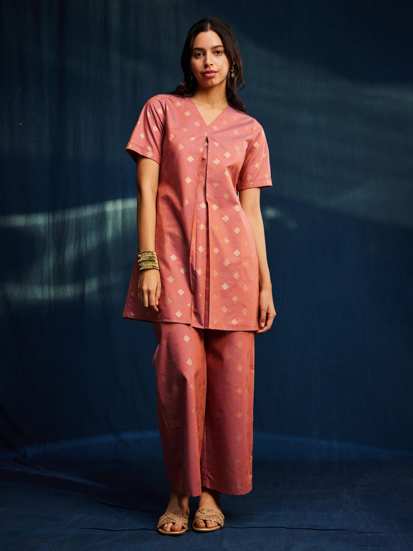 Cotton Foil Print Coord - Pink