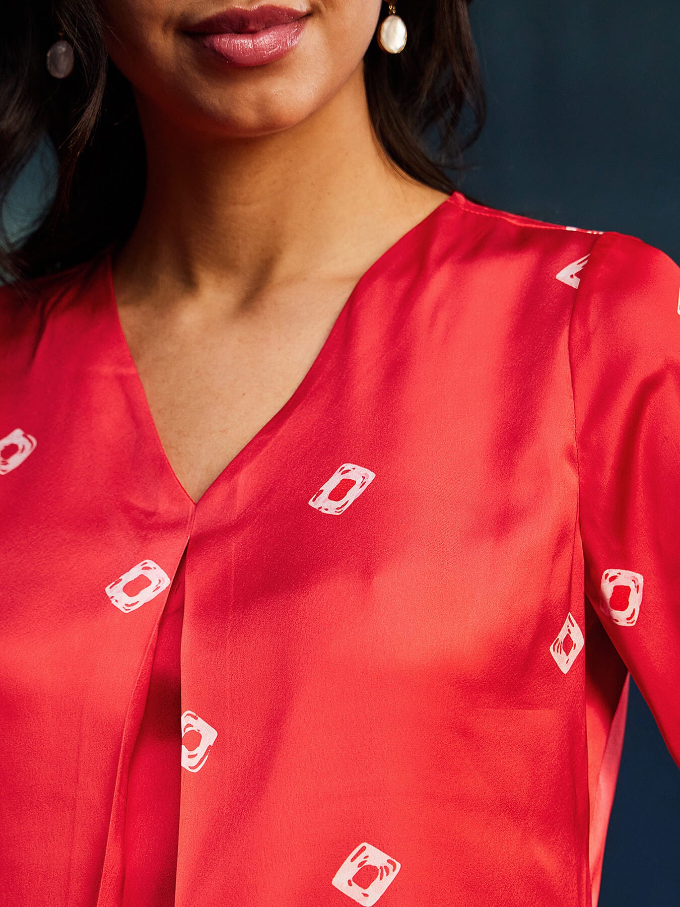 Satin Bandhani Coord - Red
