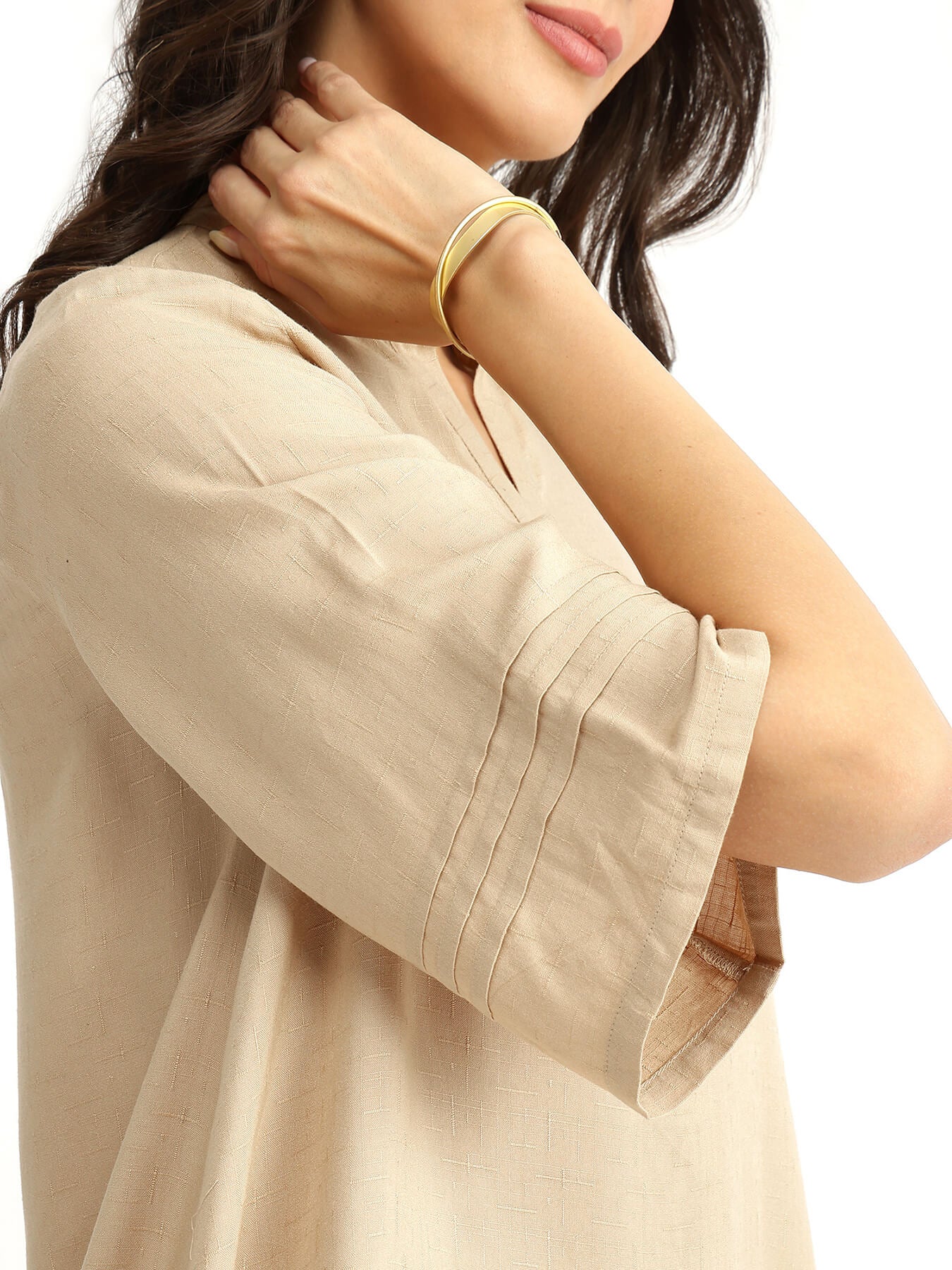 Soft Textured Rayon Solid Co-ord Set - Beige