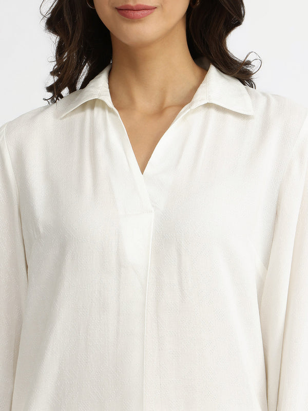 Soft Textured Rayon Solid Co-ord Set - White