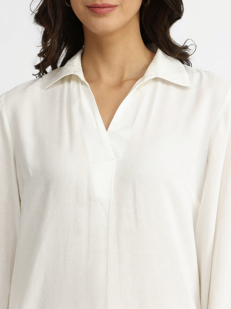 Soft Textured Rayon Solid Co-ord Set - White