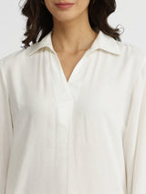 Soft Textured Rayon Solid Co-ord Set - White