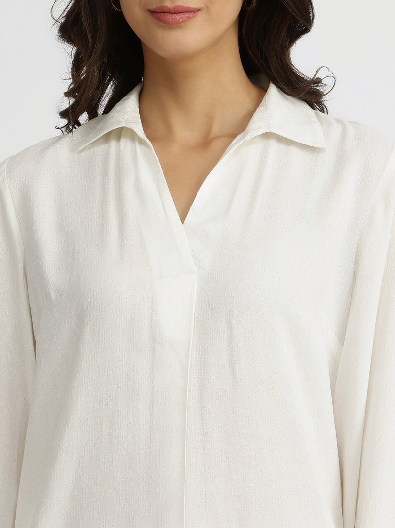 Soft Textured Rayon Solid Co-ord Set - White