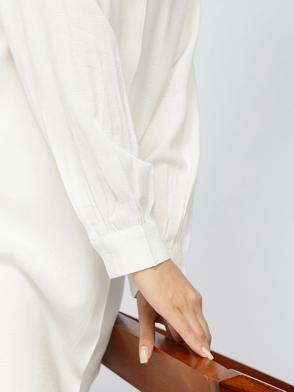 Soft Textured Rayon Solid Co-ord Set - White