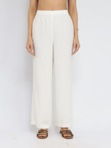 Rayon Solid Shirt Collar Co-ord Set - White