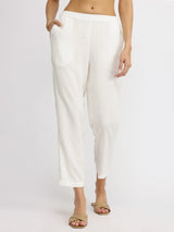 Soft Textured Rayon Solid Co-ord Set - White