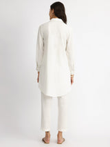 Soft Textured Rayon Solid Co-ord Set - White