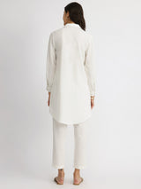 Soft Textured Rayon Solid Co-ord Set - White