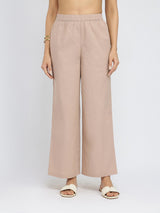 Cotton Solid Asymmetric Co-ord Set - Beige