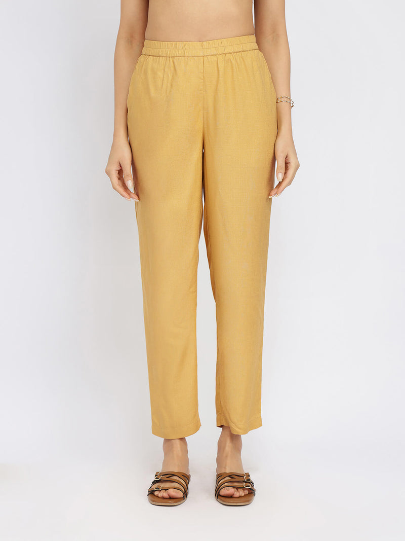 Rayon Solid Asymmetric Co-ord Set - Yellow