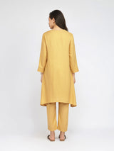 Rayon Solid Asymmetric Co-ord Set - Yellow