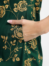 Silk Blend Floral Co-ord Set - Green & Gold