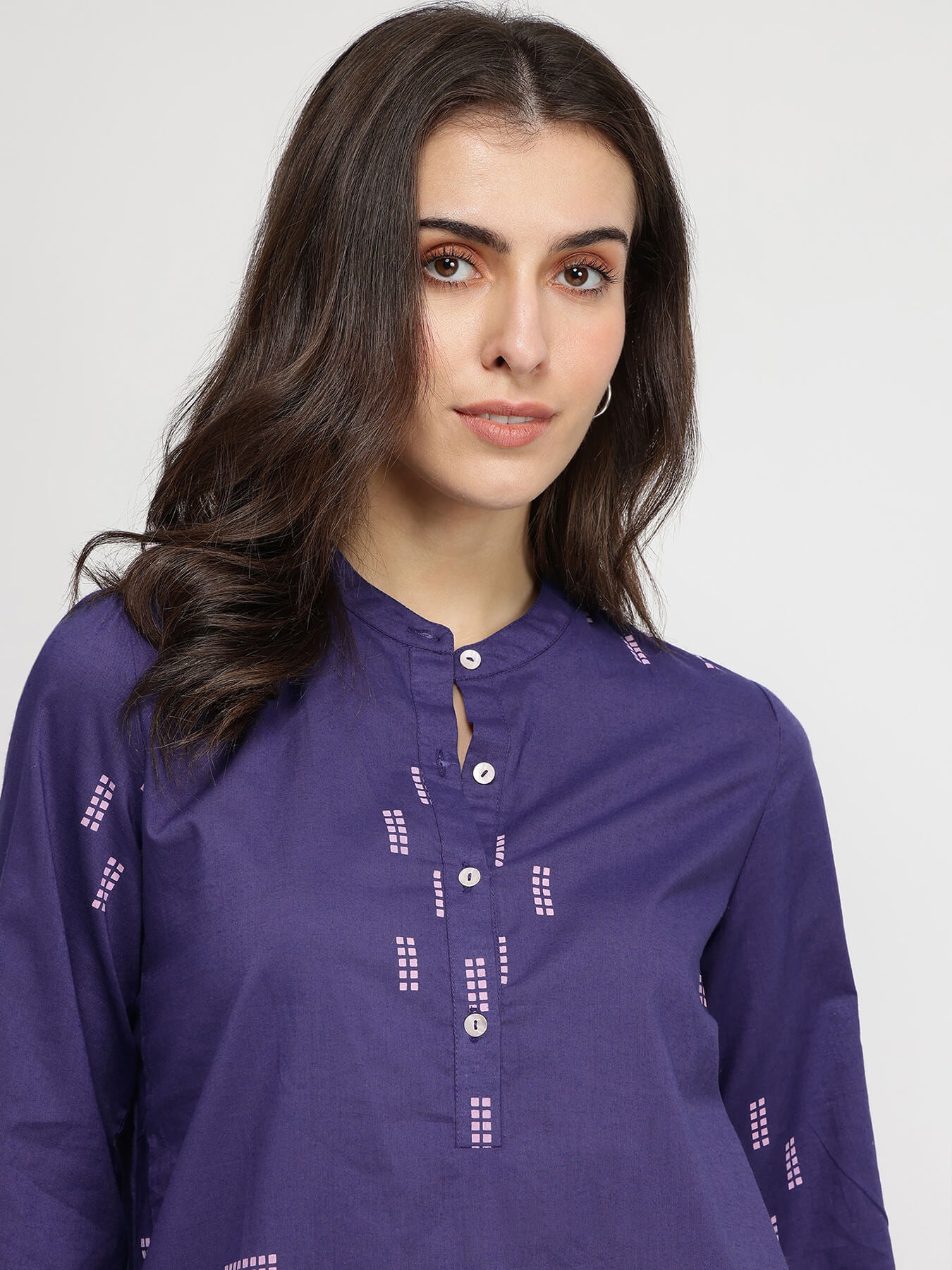 Cotton Geometric Print Co-ord Set - Blue