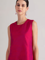 Viscose Silk Gold Striped Co-ord Set - Pink