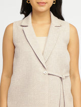 Cotton Woven Design Co-ord Set - Beige