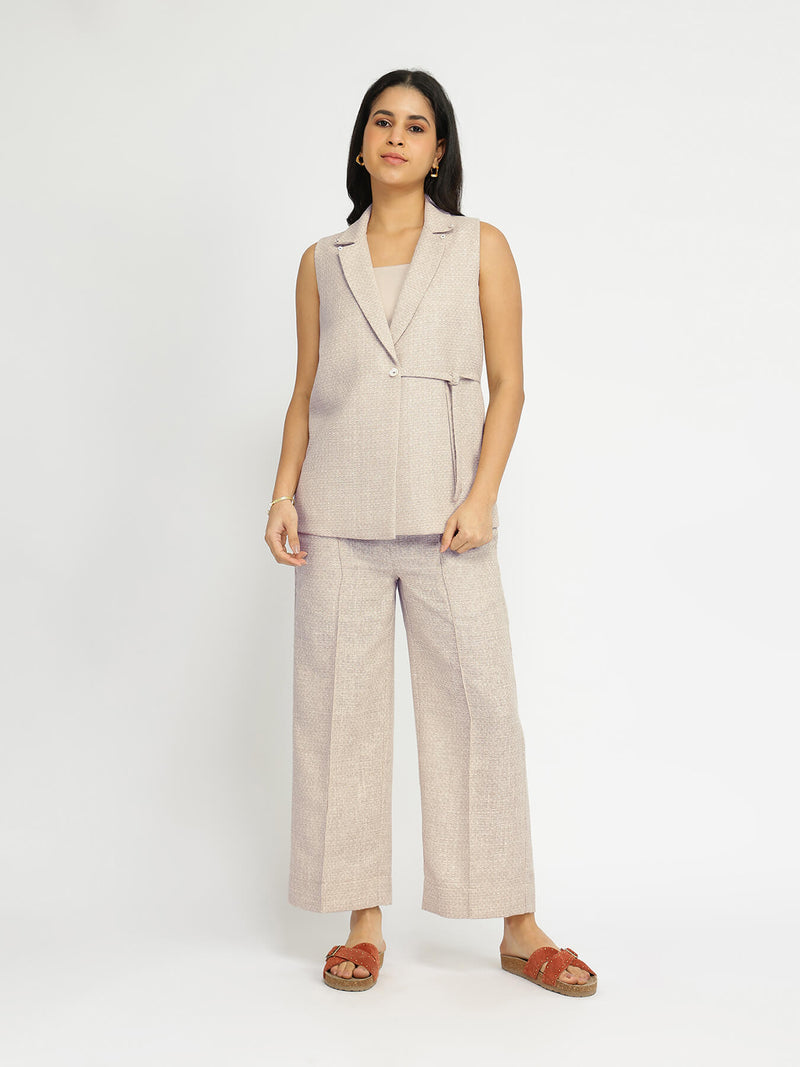 Cotton Woven Design Co-ord Set - Beige