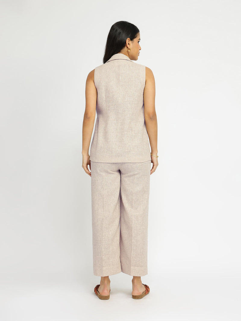 Cotton Woven Design Co-ord Set - Beige