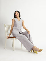 Cotton Woven Design Co-ord Set - Grey