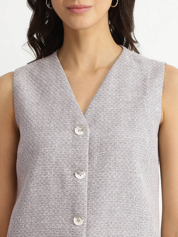Cotton Woven Design Co-ord Set - Grey