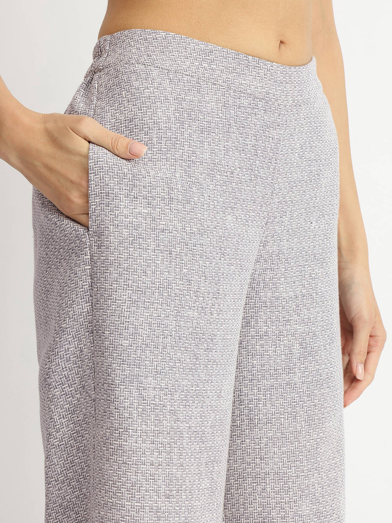 Cotton Woven Design Co-ord Set - Grey