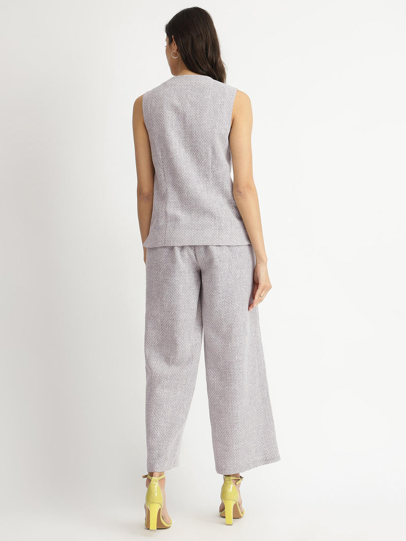Cotton Woven Design Co-ord Set - Grey