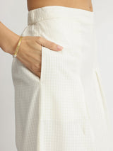 Self-Textured Cotton Solid Co-ord Set - White