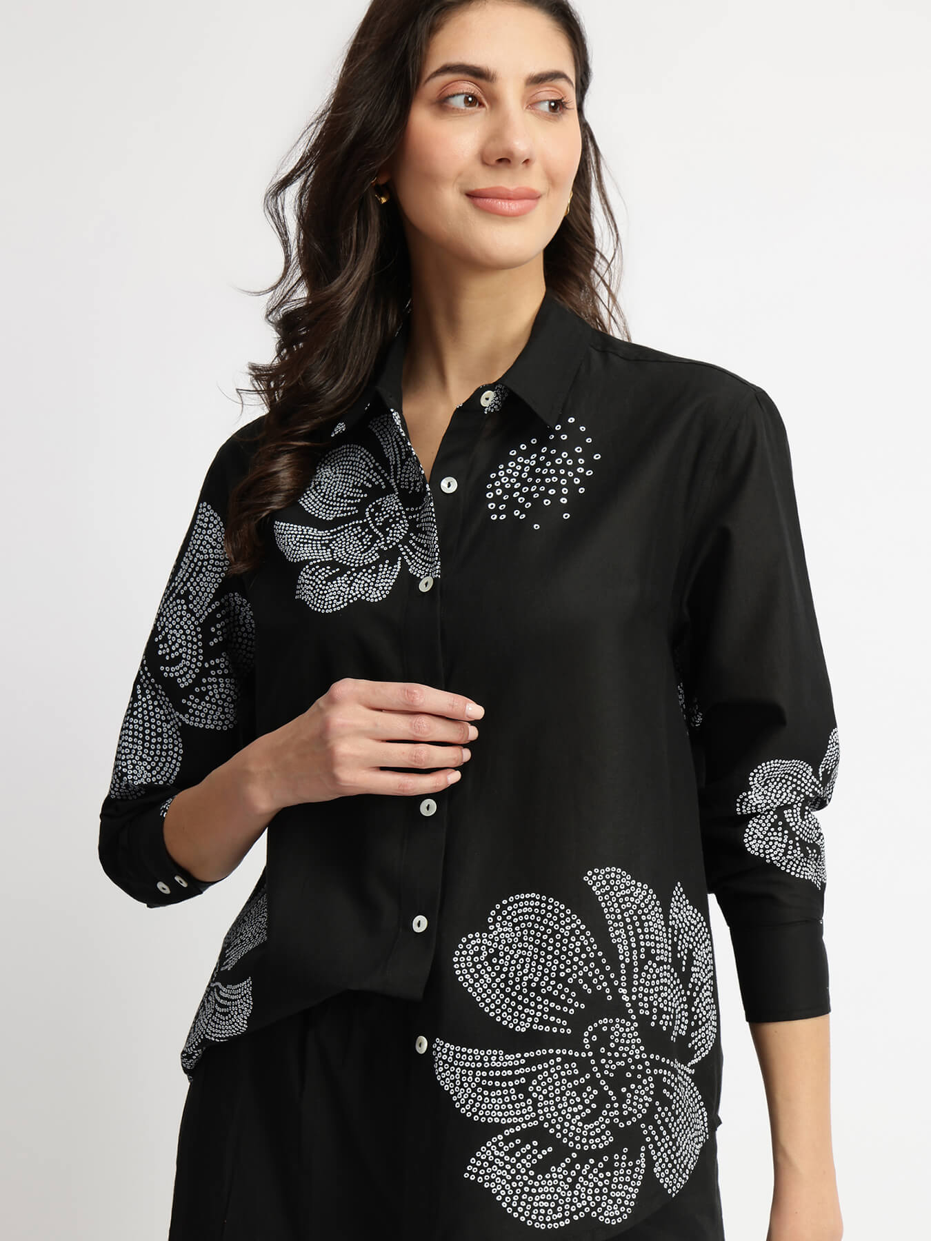 Cotton Bandhani Floral Co-ord Set - Black