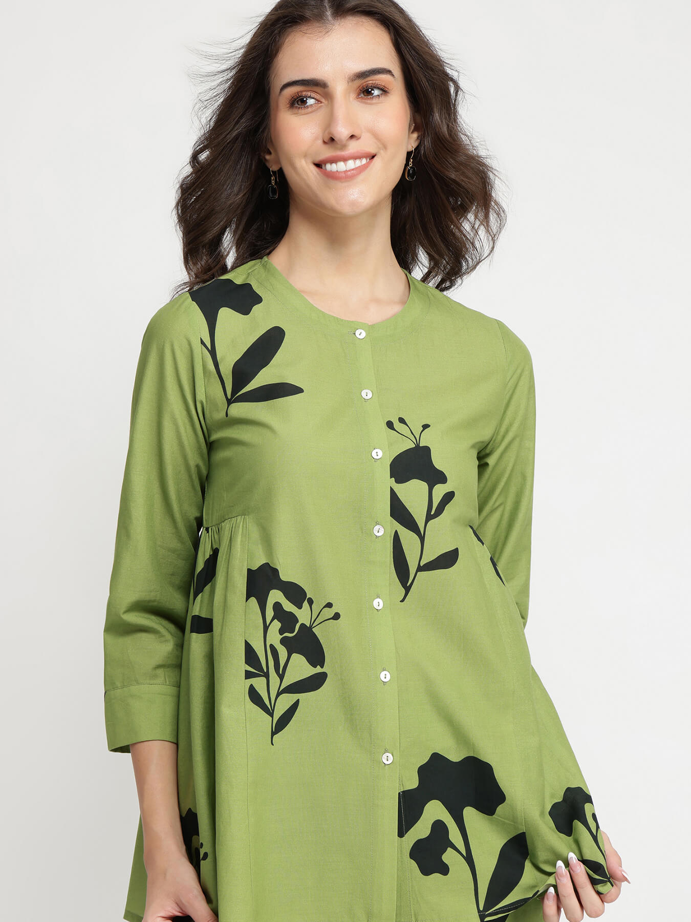 Cotton Floral Co-ord Set - Green