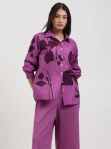 Cotton Floral Shirt Co-ord Set - Purple