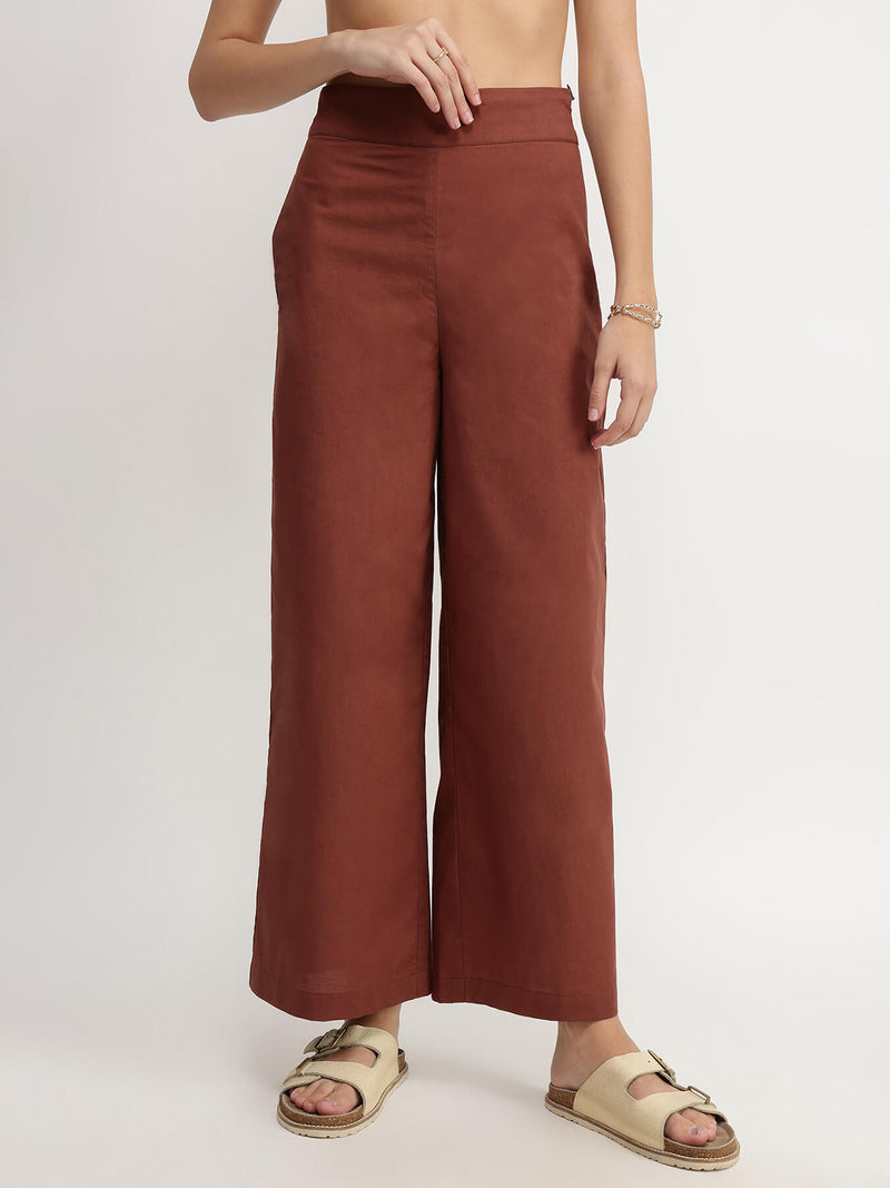 Cotton Abstract Print Co-ord Set - Brown