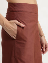 Cotton Abstract Print Co-ord Set - Brown