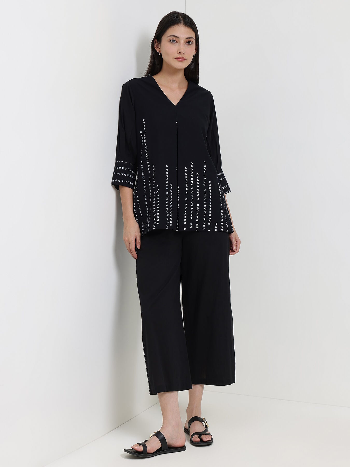 Cotton Bandhani Co-ord Set - Black