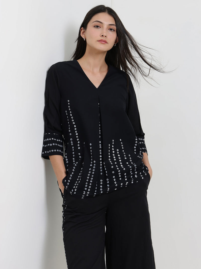 Cotton Bandhani Co-ord Set - Black