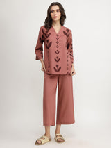 Cotton Floral Co-ord Set - Burgundy