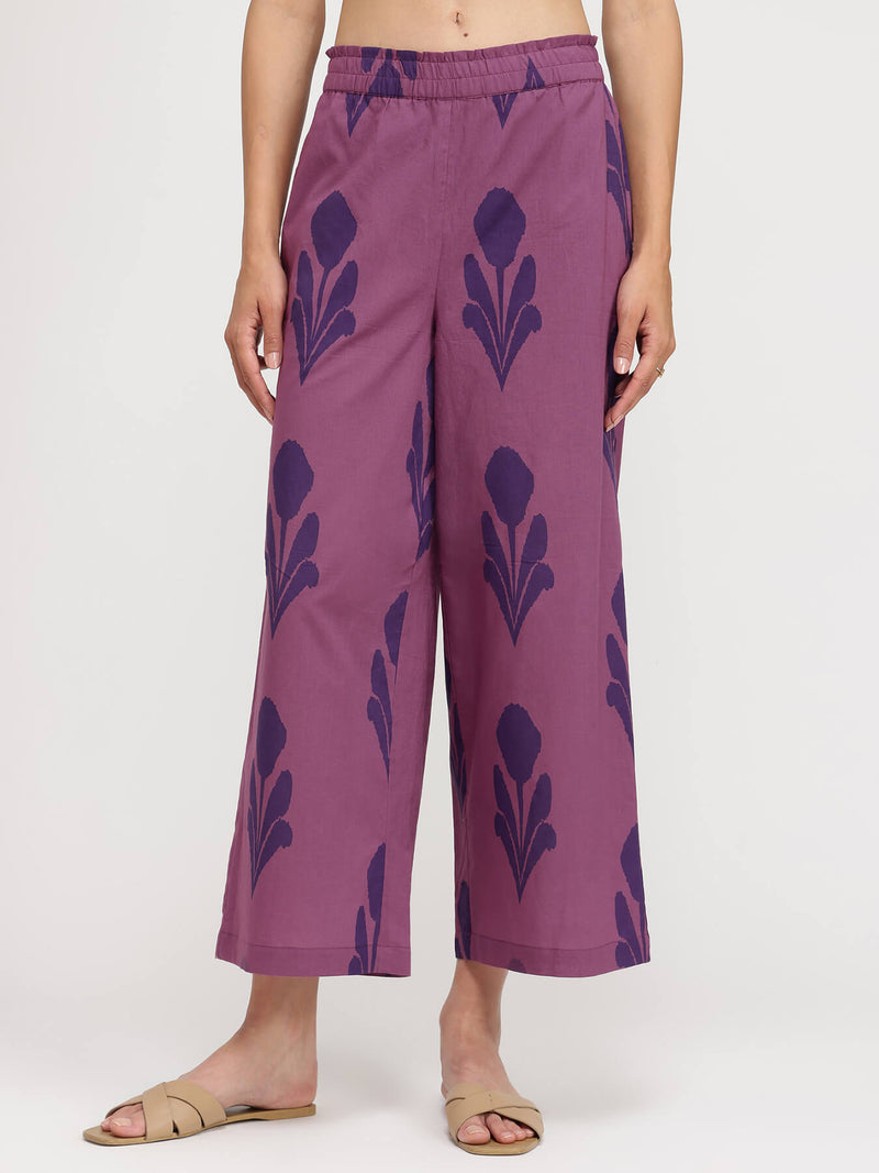 Cotton Geometric Print Co-ord Set - Purple