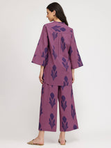 Cotton Geometric Print Co-ord Set - Purple