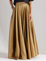 Silk Tissue Statement Print Skirt Set - Black & Gold