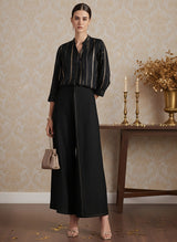 Silk Blend Geometric Print Co-ord Set - Black & Gold