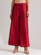 Silk Floral Statement Print Co-ord Set - Maroon & Gold