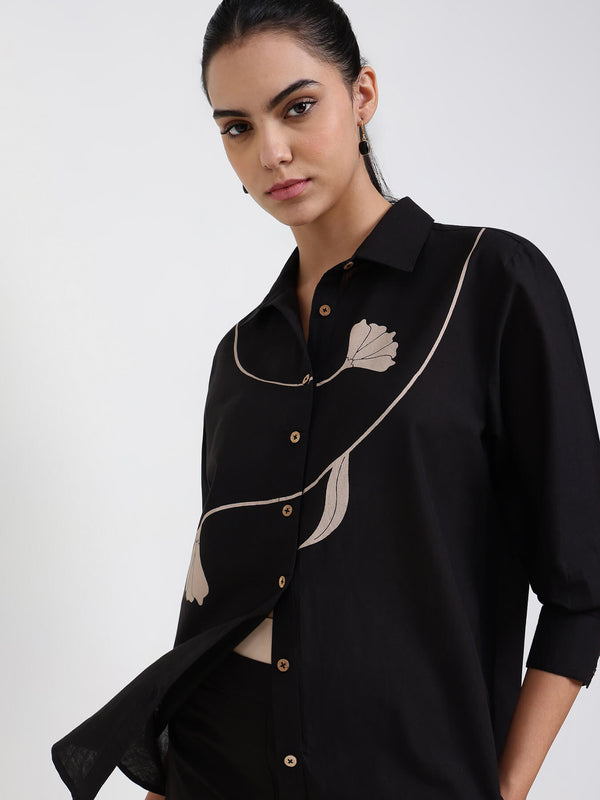 Cotton Floral Co-ord Set - Black